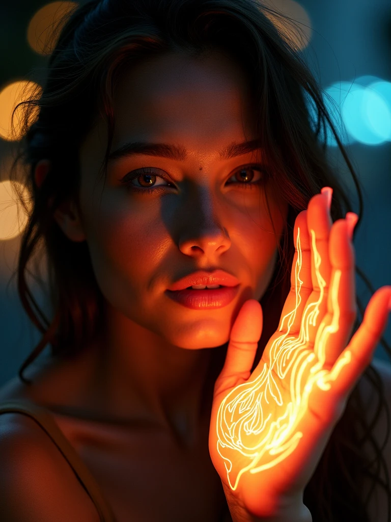 A stunning, hyper-realistic portrayal of an alien creature by Esao Andrews. The fish girl is depicted with a slender, bioluminescent body, adorned with multi-colored neon dots that glow brilliantly. Her transparent skin reveals her intricate internal structure, and her small, round appendages serve as arms, gently embracing her otherworldly fish-like face. Esao Andrews' unique artistic techniques create an atmosphere of wonder and mystique, drawing the viewer into the captivating world of this enigmatic creature.