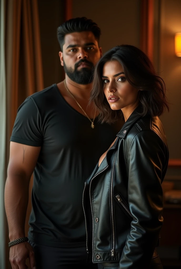 Man and woman dating on a staircase of a building, dark and mysterious environment, focus on the face and expressions of pleasure, 4k, 8k, portrait, close-up