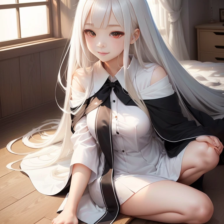 1 girl ,White cat ears,eBlue eyes,Hair, Delicate makeup, ssmile, tempting pose,浴室,perfect bodies, gracefulpose, best faces,Sailor suit with white socks,a black skirt, 8 k artistic photography, Arte conceptual fotorrealista, soft natural volumetric cinematic perfect light, trending on artstationh , vibrant, ultra high quality model, Chiaroscuro