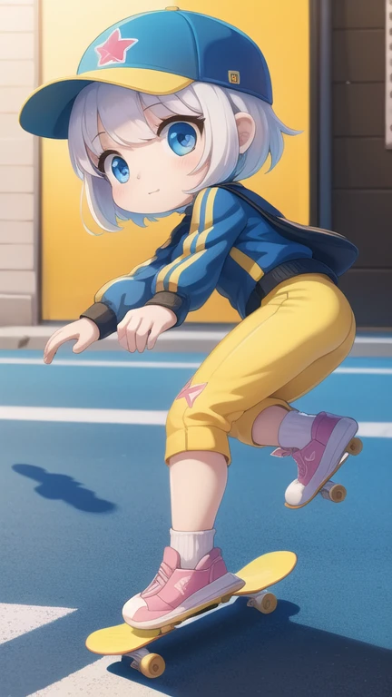 boyish girl,Cap worn in opposition,Completely naked,Sneakers naked