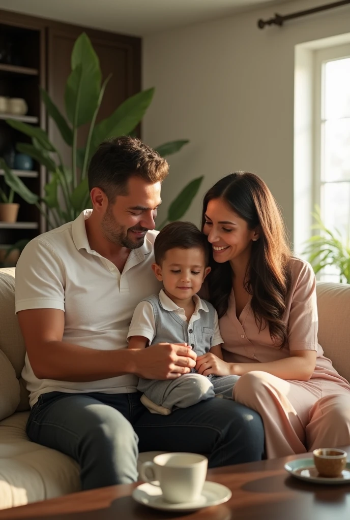 create an image with a father and his children
