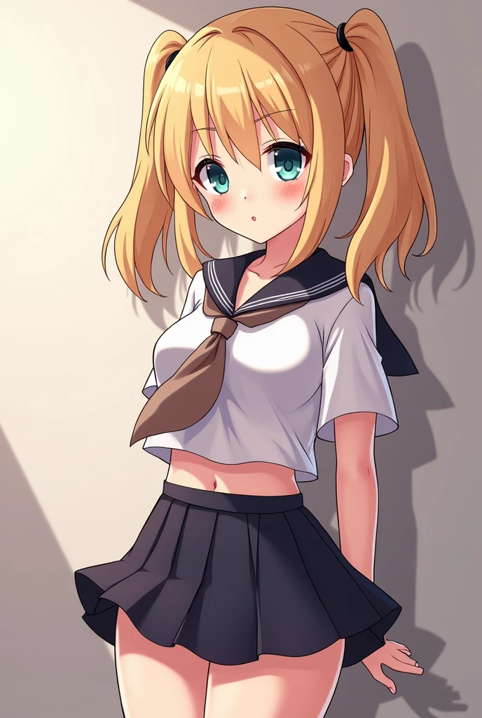 Full body, full body illustration, best illustration, schoolchildren,
Hineno High School Uniform, (((Best Quality)), ((Masterpiece)), (Details: 1.4), Anatomical, Award-winning concept art, Beautiful, Fine Detail, Portrait, Look Viewer, (Full Body View)), 1 Girl, Full Body, Solo, , Elementary School Student, Child Actor, Golden and Brown Hair, Short Hair, Blue and Pink Eyes, Big Eyes, Underwear, Panties, Skirt, White Panties, Wet, Shirt, Wet Clothes, skirt lift, blush, classroom, navel, clothing lift, simple background, lifting clothes, white shirt, uniform, Japan cute uniform, look away, short sleeve, loli, skinnlementary, school movie Last Scene direction, loli, baby facete, young appearance, fantastic visual depiction, professional effect, beautiful girl, petite girl, sweaty transparent clothes, unevenness, absurdity,