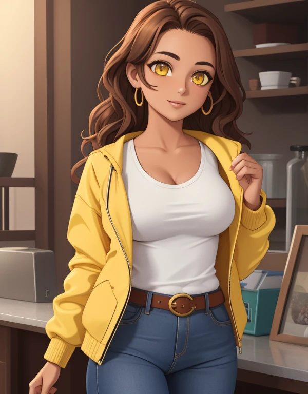 (Masterpiece, Best Quality:1.2), Solo, 1girl, Smirk, Looking at the Viewer, Realistic Eyes, bandana, long braid, Best Quality, Closed Mouth, Beautiful Lighting, Cinematic, 8K, Facial, Liner, Wooden Walls, Big Tits, Yellow Hoodie, Short Shorts, Wide Thighs, Erotica