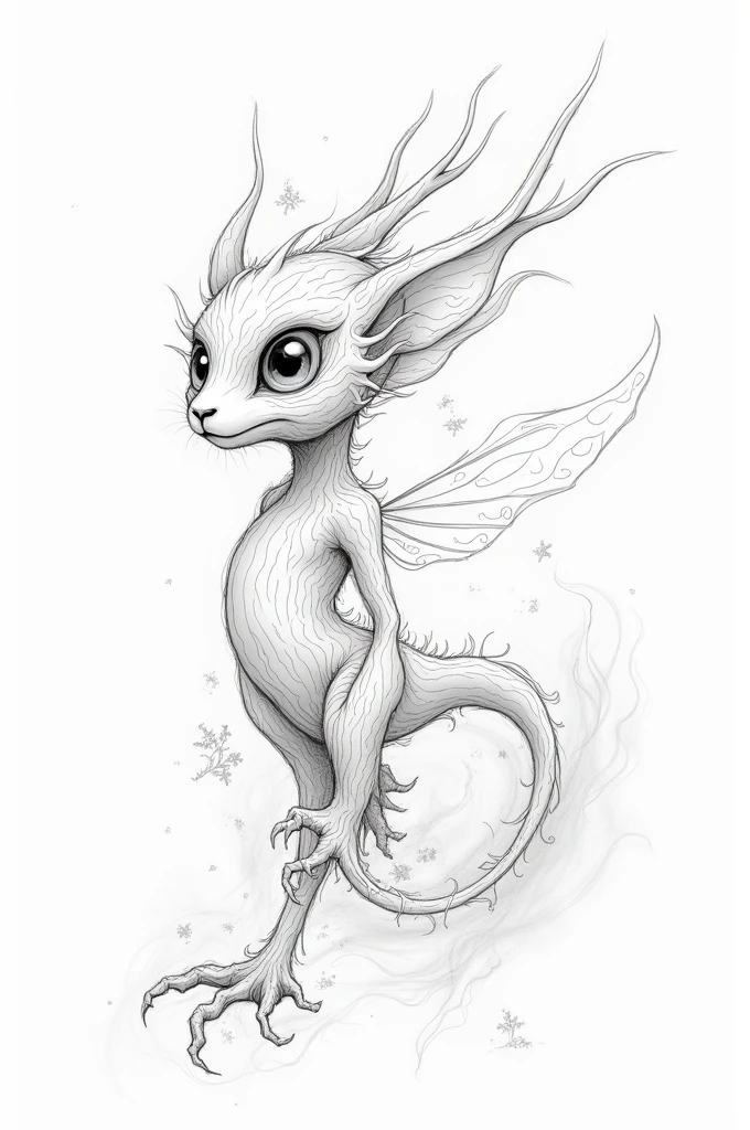magic creature, line art, cute, white background, no color, 2d, 1:1