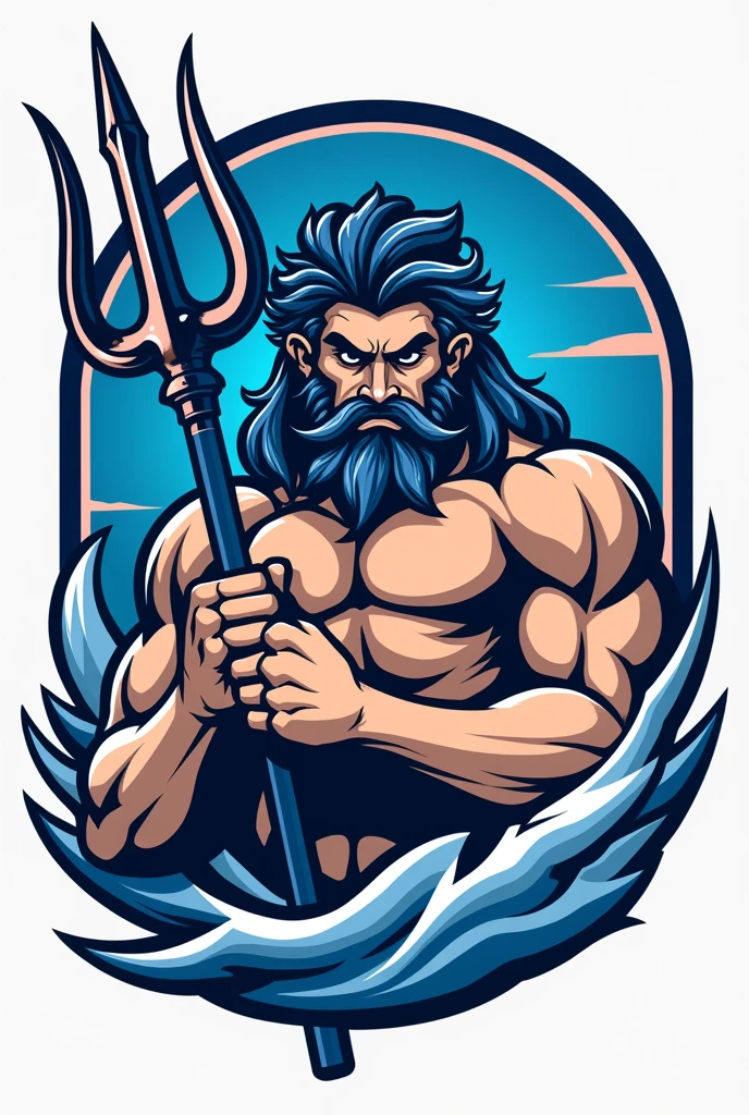 Man of the sea logo
,
god taming shark plus drawn trident