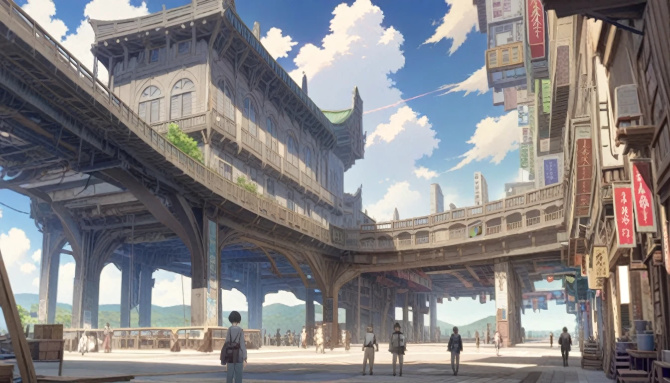 a painting of a beyond-dimensional fantasy world,reality infused with dreams,in a screenshot from the science fiction anime file by makoto shinkai