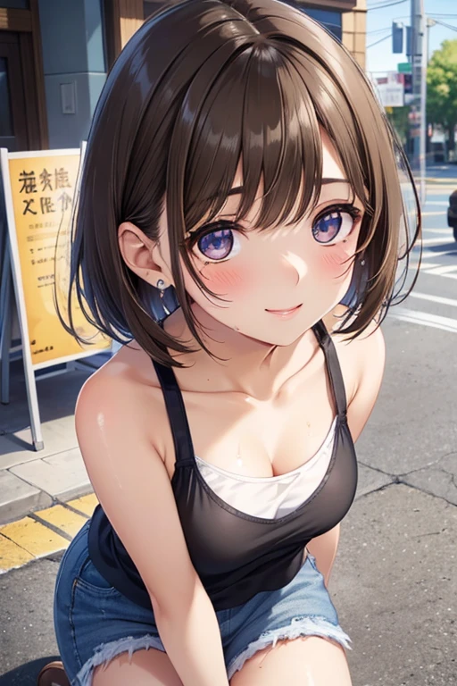 16k、masterpiece、High resolution、((18-year-old female))、Very large breasts、(((thin, A skin-tight white sports bra))、((白くthinスポーツレギンス))、Seductive look、Laughing with your mouth open、Angle from below、((Close up of upper body))、((Nipples get erect))