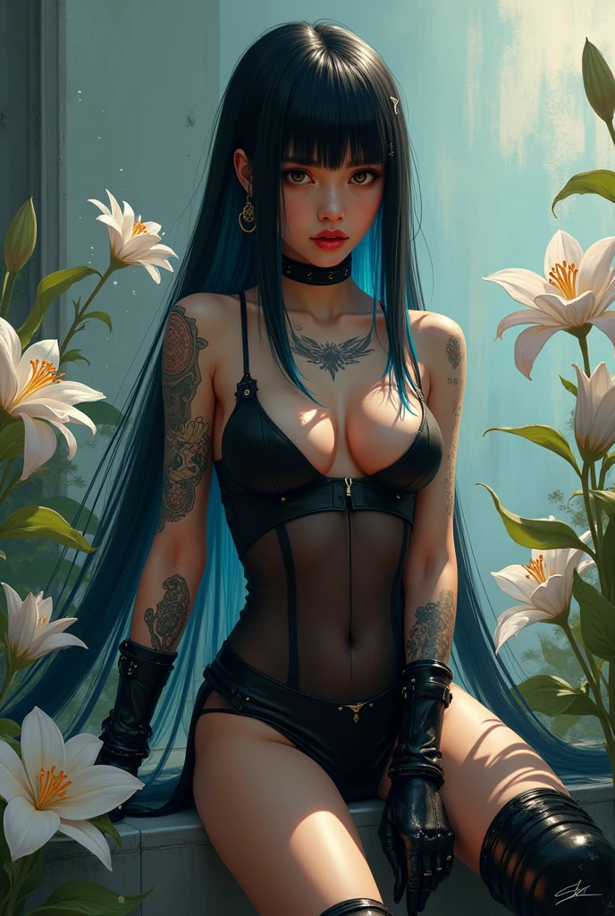 (masterpiece), best quality, expressive eyes, perfect face,((masterpiece)),((best quality)),((HD)),((extremely detailed)),((cinematic lighting)),((detailed)),((perfect face)), expressive eyes, dark skin,((tribal teen)),(beautiful nose),(earrings),(black choker),(long black hair),(blunt bangs),(black eyes),(sharp eyes),(thick eyelashes) ,((completely nude)), ((nipples)),(cute bottom lip), (jungle background),(tribal body tattoos), full body,girl seen from below, wet skin, tattoo mandala and flowers, interior of ancient temple flooded with water, night light, interior of ancient temple flooded with water, tattoos of mandala and flowers on bare skin, girl sitting on pedestal showing vagina, girl sitting on wall with thighs apart showing the vagina, illuminated face, radiant face with areola, feet submerged in transparent water,floating antique clock, lamp, lantern, night sky with storm, full moon, extremely soft and fluid paint, 3D liquid paint, 3D fractals,splash effect, sea, fluid, 3D fractals, dreamy glow, oil painting with strong strokes, dripping paint, night sky with storm, floating antique clock, lamp, lantern, nfsw, Caucasian girl, detailed background, detailed face , realistic face, overexposure, {{hyperrealistic}}, full body, love, devotion, beautiful lighting, warm lighting, cinematic shot, depth of field, iridescent, illustration, light smile, closed mouth, no panties, no bra, vagina a the view,slight smile, mischievous look, flirtatious look, flirtatious smile,