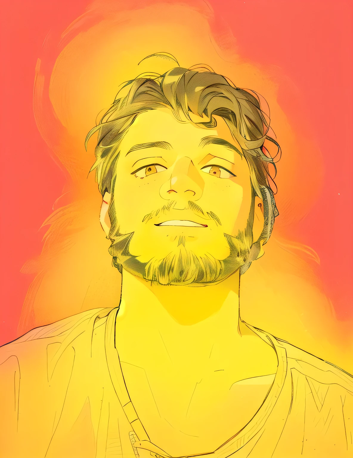 drawing of a man with a beard and a beard, portrait of the crazy Post Malone, Portrait illustration, digital illustration portrait, will graham, digital illustration, detailed illustration portrait, Official illustration, detailed colorized portrait, colorized portrait, digital drawing, digitalportrait, kyle hotz, drawn with photoshop, lofi portoRait, in front of an orange background