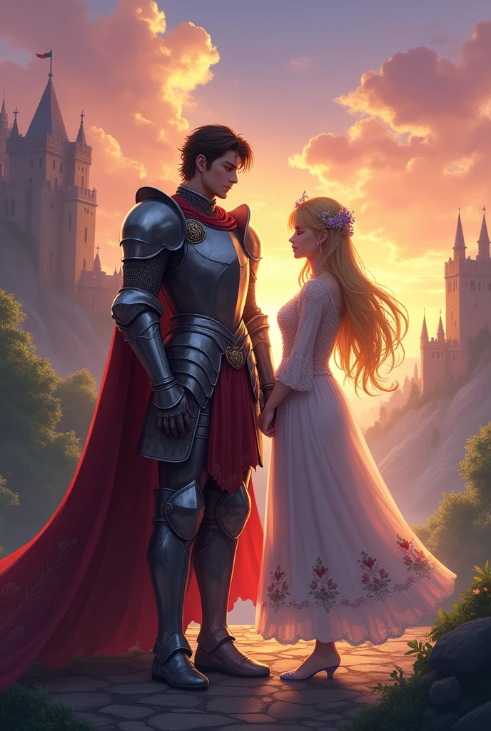 Knight kneeling before a pixel style princess