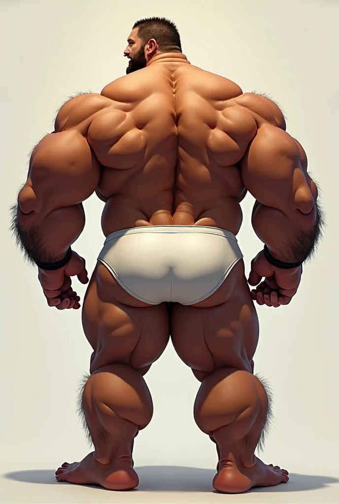 a chinese bodybuilder，30 years old，Tall and handsome, Toned body，short hair, O-shaped beard，Perfect body, Dark and shiny complexion，smooth skin，The body is hairless，Muscle bulge, muscular, Very big pecs，Very sexy abs，Leg muscles are very developed，Huge bumpy area，Brighten oily skin，Wearing a gold leather shiny thong，handsome face， Correct and accurate male body proportions, full-body shot, shiny muscular skin，wear white socks，standing in front of gray background board，Ultra-high-definition 4K picture quality。
