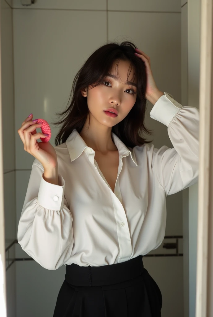 Bae Suzy, Cooking in the kitchen, perfect face, ultra HD, realistic, five finger.