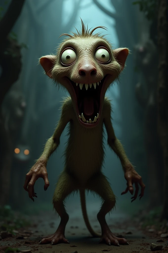 Small creature with no eyes or mouth, just with a scary mouth