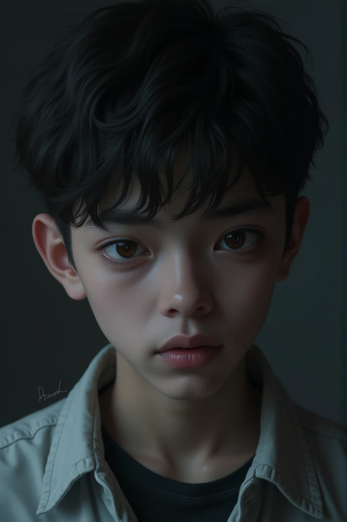 Sad motivational image boy lightblue