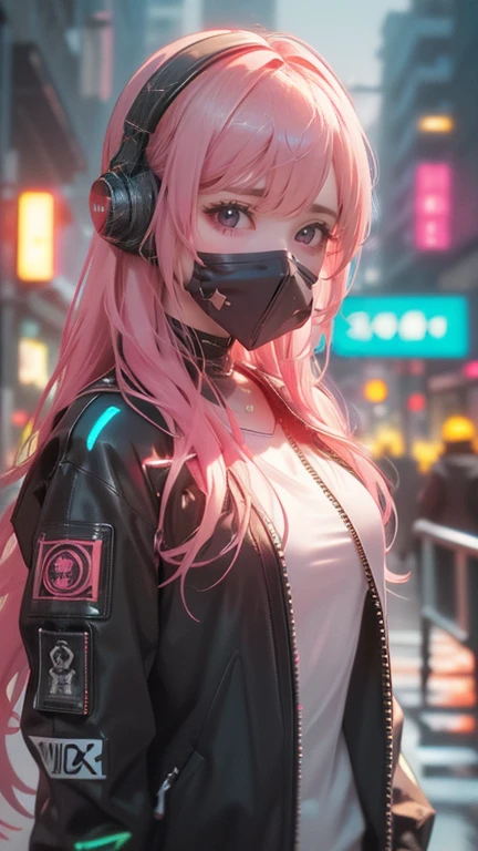 （8K，RAW photos， Best quality，Realistic images,
Long hair、((Extremely detailed),  (best quality), (Very detailed),
((Good structure),High Dynamic Range,Ultra HD,8K,1 girl,Cyberpunk protective clothing,Cyberpunk gas mask,Cyberpunk protective helmet,A luminescent helmet,neon,neon Colors,Facing the camera,close up,night,Blocking screen reflections,luminescent,jacket,Upper Body,Cyberpunk,Colorful clothes,Practical,solitary,zipper