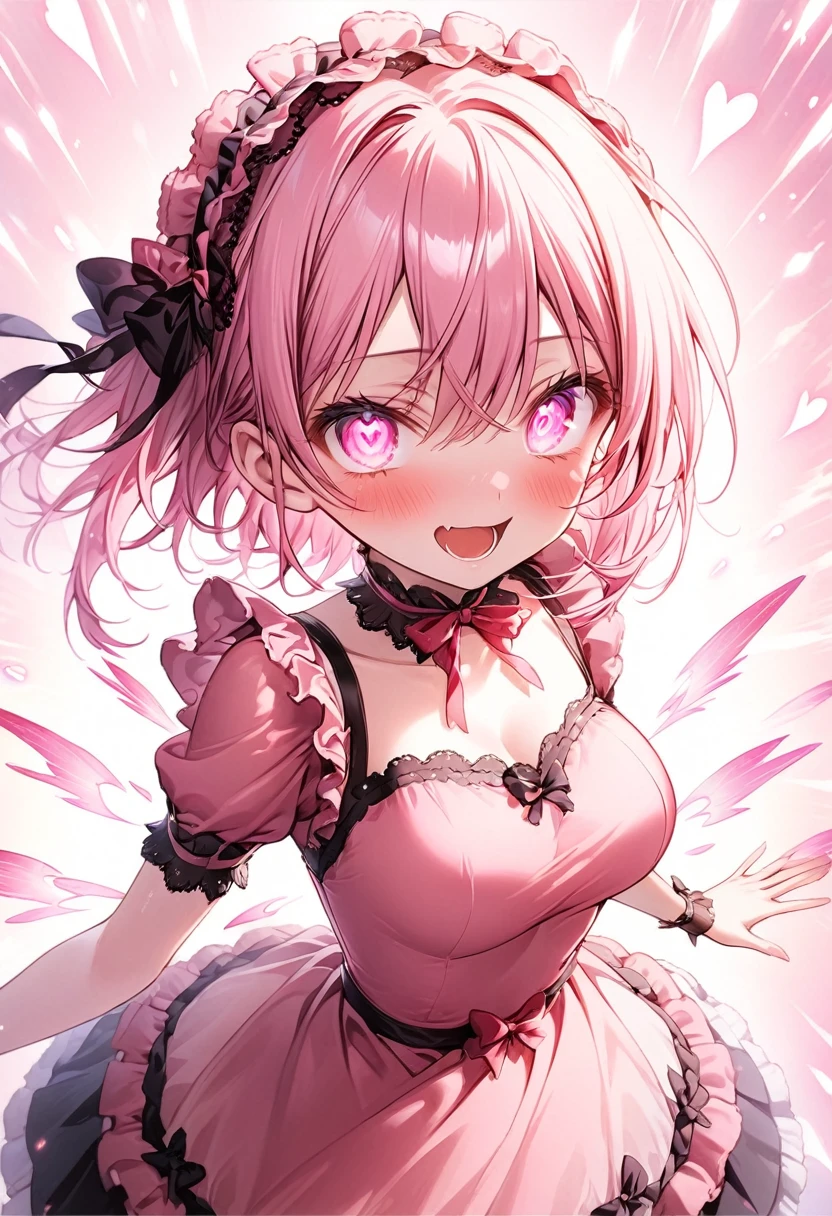 girls idle frilled string lick loli cute open moutheduce erotic seducing in bathroom (whip chain pink short hair black bandage from below gyaru :1.4) evil smile cover harem