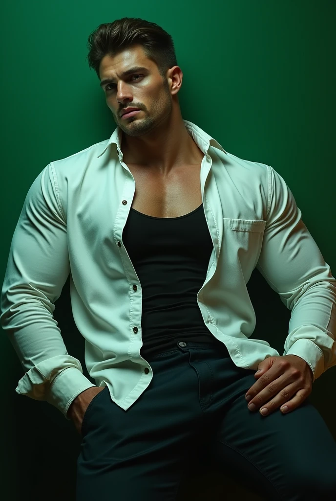 best quality, realistic, portrait, dark, dramatic lighting, intense colors, bound male to chair, desperate expression, detailed facial features, muscular physique, veins popping, distressed eyes, clenched fists, girl unconscious on the floor with disheveled hair, pale complexion, bruises on her face, helpless expression, in bra and underwear,man standing over her with a taser, sinister look, tall and intimidating, dimly lit room, gritty texture, chilling atmosphere, unsettling tension, suspenseful scene