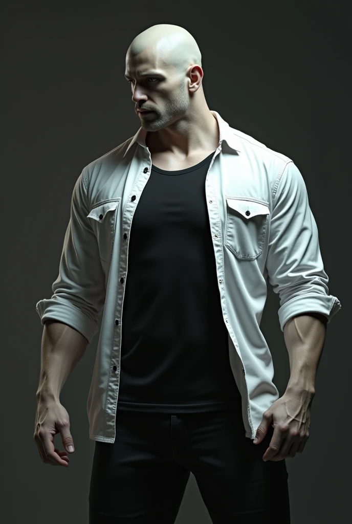 Black man in shirt posing for photo, tear, Perfect body, big breasts, 瘦而muscular, muscular, 瘦但muscular, Beautiful and handsome body, 非常muscular, muscular的身体, V-shaped bust clothes, muscular man, sexy muscular body, Chiseled, muscle tissue, attractive body, muscular, muscular
