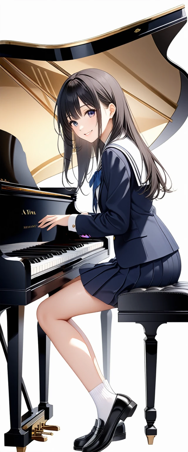 solo,masterpiece, best quality,
school uniform, (black kneehighs:1.3), pleated skirt, long legs, (full body:1.3),
grand piano, sitting, playing_piano, smile,
uwabliang2, <lora:uwabliang2:0.8>