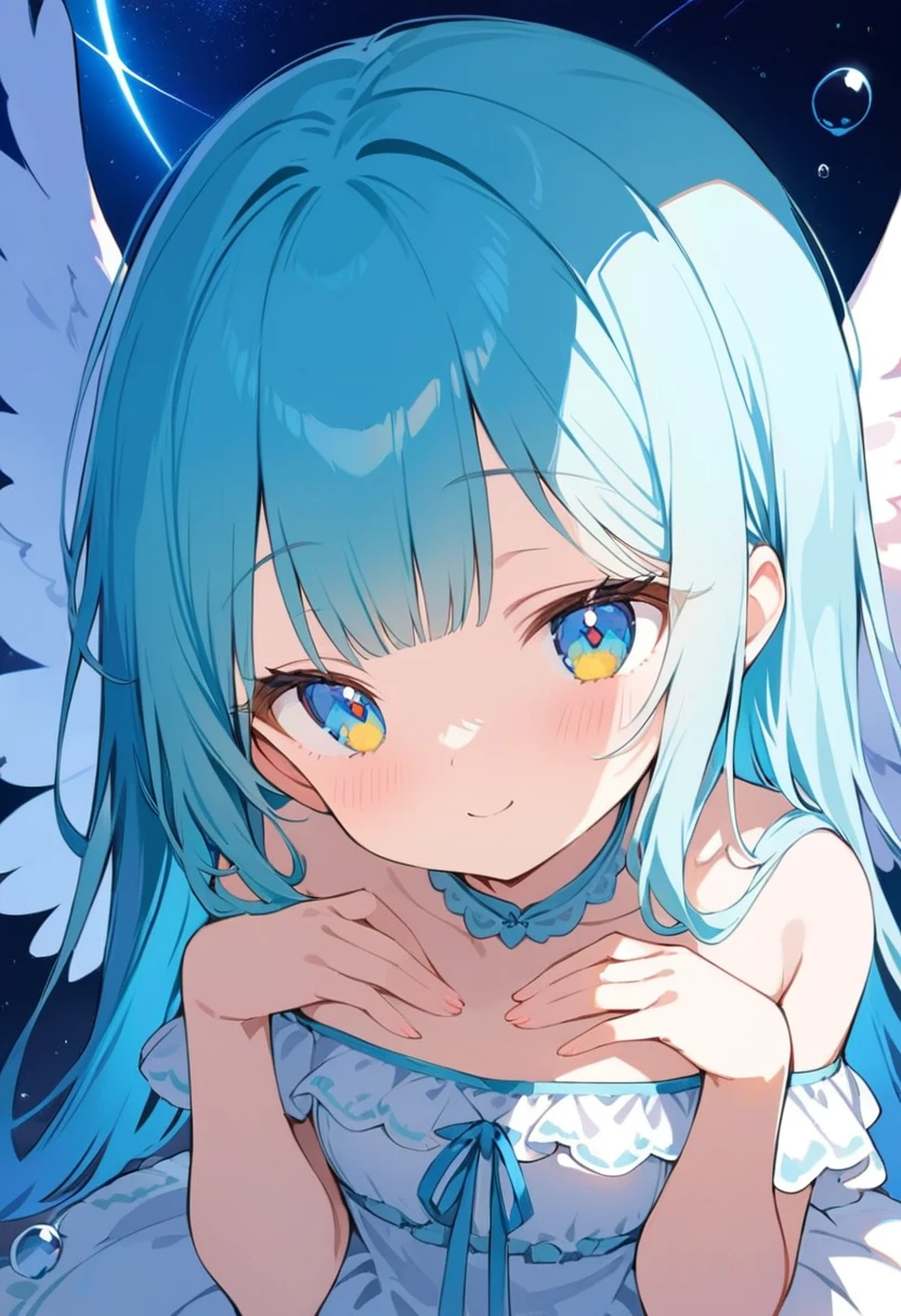 ((highest quality)),(ultra high resolution),(Super detailed),(detailed description),((best CG)),(best work of art),super precision art,amazing drawing art,(Art with precise details:1.5), (cute girl angel:1.5),(cute and adorable face:1.6),(Cute wings:1.6),(smug face:1.,8),full of confidence々:1.2,
