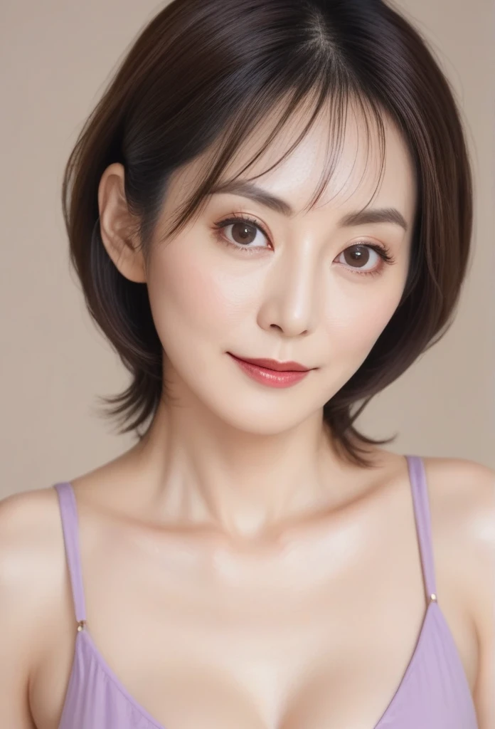 High resolution, Shortcuts, Mature Woman,((Center Parting)),50-year-old women,masterpiece, Highest quality, Ultra high definition, Textured skin, Droopy eyes,Thin lips,black eye,((Mole under left lip, beauty mark)),Thin eyebrows,Thin eyebrows,Japan female in her 60s,Narrow forehead,((Too thin,Too thin eyebrows)),Loose jaw,Low Nose,Deep-set eyelids,very droopy eyes,Slightly droopy thin eyebrows,Small Mouth, droopy eyebrows,Nasolabial folds,Droopy eyes, hooded eyes, wrinkles around the eyes,((full body)),Beautiful legs,thin lower lip,bed room, full body shot