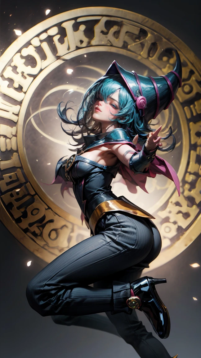 Beautiful dark mage (Masterpiece: 1.2, The best quality), (1 , only), big breasts, (dynamic posture), (shiny skin, Redskin carmesí), Redskin carmesí, Dark Maga Girl Sezy Demon Version, Redskin, Thin and lace gloves, ( little demon horns:1.1), (Lilith \(dark stalkers\)), (sky), fringe, (joya, golden ornament:1.15 ), pelvis grande, blue (shackles:1.1) Dark Magician Girl Sexy Demon Version. Magic circle and magic hearts... magic hearts