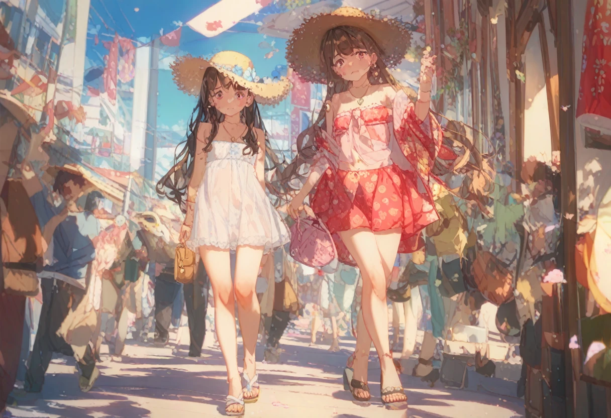Highest quality、Ultra-high resolution、Fantasy、roleplaying game、Flower girl under 10 years old、On the streets of the city