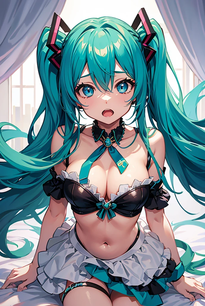 hatsune miku, red eyes, wedding dress, big tits, smiling, cat ears, cry