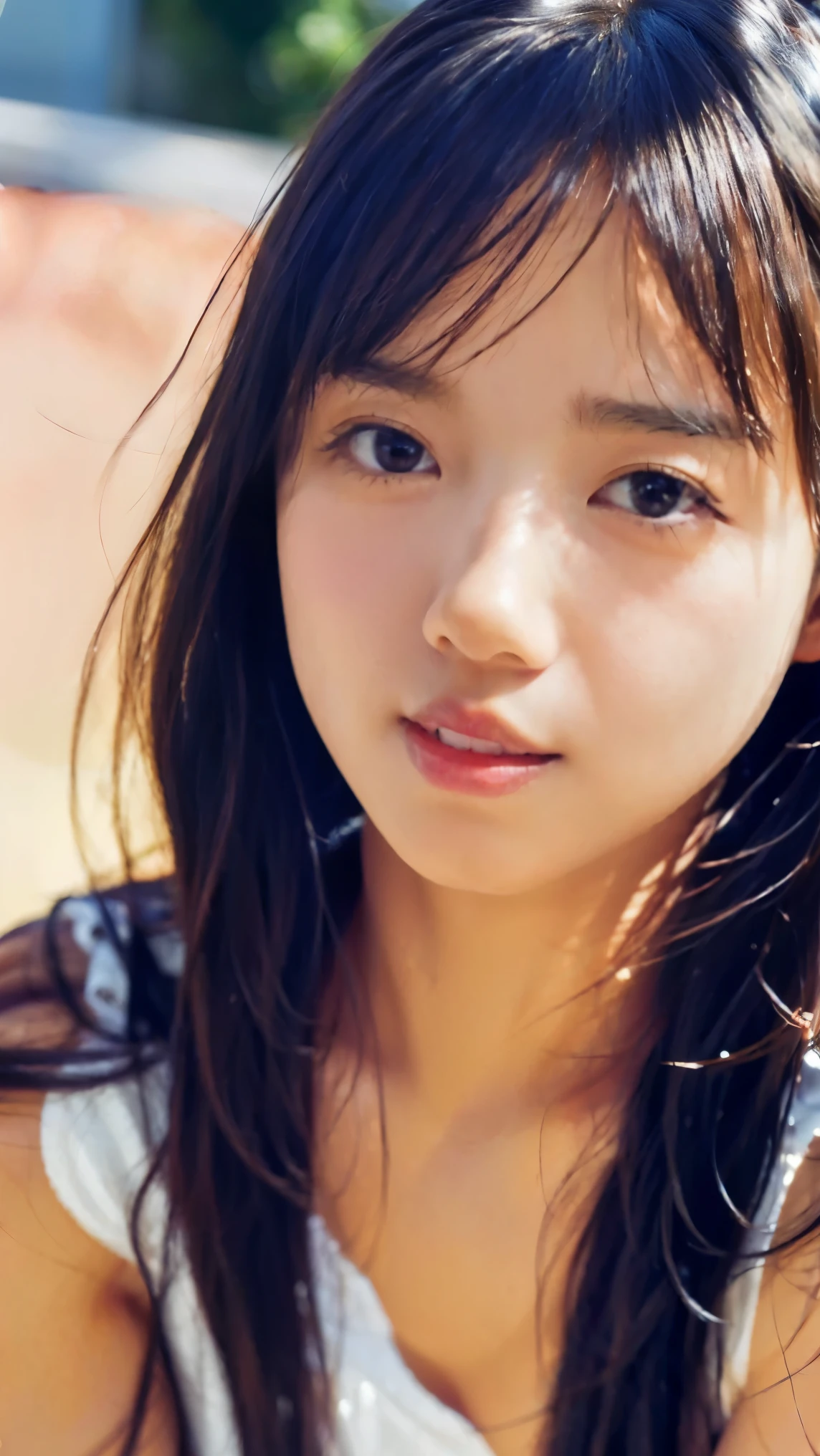 Cute Japanese Women Photos, smile:1.78, 20-year-old, Oil, One Length Hair＆Straight Hair Balm:1.55, (photo Realistic:1.4), (hyper Realistic:1.4), (Realistic:1.3), (Smoother lighting:1.05), (Improving the quality of cinema lighting:0.9), 32K, 1 person,20-year-oldの, Realistic lighting, Backlight, The light shines on your face, Ray Tracing, (Bright light:1.2), (Improvement of quality:1.4), (Highest quality Realistic textured skin:1.4), fine grain, Detailed face,(smile:0), (Emphasis on face close-up:1.3), (Enhances the beauty of skin texture:1.1),((Extremely precise and accurate anatomy:1.0)), (Enhances the beauty of skin texture:1.1), Clean and glowing skin, mesh, thin:1.2, (Realistic:1.3), Realisticなライティング, (Smoother lighting:1.05), 32K, One Japanese woman, fine grain, Detailed face, (Film Grain:1.1),(Accentuates body lines:1.1), High resolution, Natural look, Kind eyes, Improves hair quality, Delicate light and shadow, Transparent muscles, Graceful pose, Beautiful Eyes, Sharp details, Soft light reflection, Beautiful contours, Delicate skin tone, Fine hair texture,Cute Japanese Women Photos,