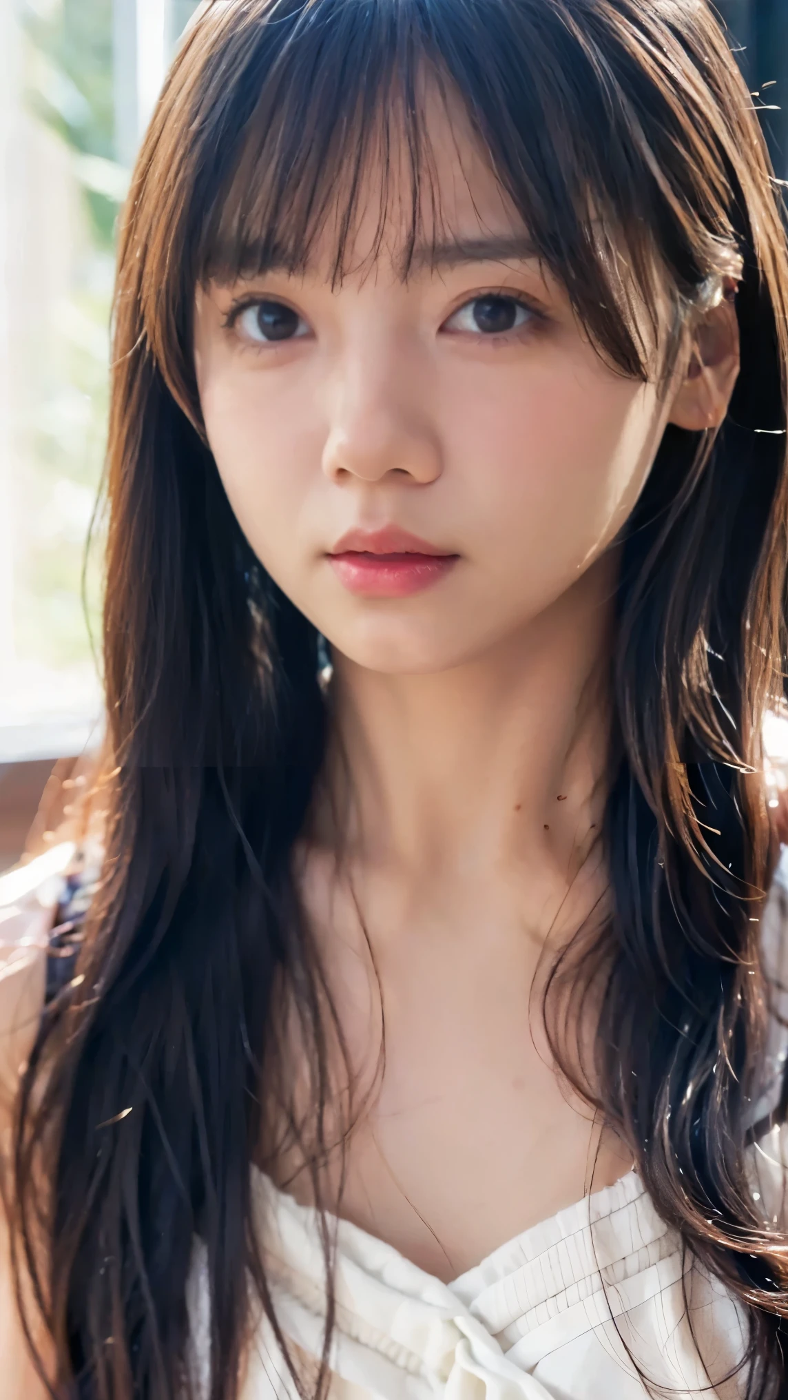 Cute Japanese Women Photos, smile:1.78, 20-year-old, Oil, One Length Hair＆Straight Hair Balm:1.55, (photo Realistic:1.4), (hyper Realistic:1.4), (Realistic:1.3), (Smoother lighting:1.05), (Improving the quality of cinema lighting:0.9), 32K, 1 person,20-year-oldの, Realistic lighting, Backlight, The light shines on your face, Ray Tracing, (Bright light:1.2), (Improvement of quality:1.4), (Highest quality Realistic textured skin:1.4), fine grain, Detailed face,(smile:0), (Emphasis on face close-up:1.3), (Enhances the beauty of skin texture:1.1),((Extremely precise and accurate anatomy:1.0)), (Enhances the beauty of skin texture:1.1), Clean and glowing skin, mesh, thin:1.2, (Realistic:1.3), Realisticなライティング, (Smoother lighting:1.05), 32K, One Japanese woman, fine grain, Detailed face, (Film Grain:1.1),(Accentuates body lines:1.1), High resolution, Natural look, Kind eyes, Improves hair quality, Delicate light and shadow, Transparent muscles, Graceful pose, Beautiful Eyes, Sharp details, Soft light reflection, Beautiful contours, Delicate skin tone, Fine hair texture,Cute Japanese Women Photos,