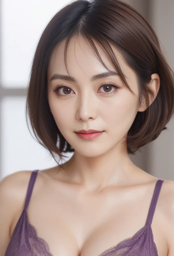 High resolution, Shortcuts, Mature Woman,((Center Parting)),(((50-year-old women))),masterpiece, Highest quality, Ultra high definition, Textured skin, Droopy eyes,Thin lips,black eye,((Mole under left lip, beauty mark)),Thin eyebrows,Thin eyebrows,(Japan female in her 60s),Narrow forehead,((Too thin,Too thin eyebrows)),Loose jaw,(Low Nose),Deep-set eyelids,((very droopy eyes)),Slightly droopy thin eyebrows,(Small Mouth), (droopy eyebrows),Nasolabial folds,Droopy eyes, hooded eyes, ((wrinkles around the eyes)),((full body)),Beautiful legs,thin lower lip,bed room, (full body shot),((background,bed room))lingerie((thin lower lip)), dim,wet,ノーメイク, low eyebrows, troubled eyebrows