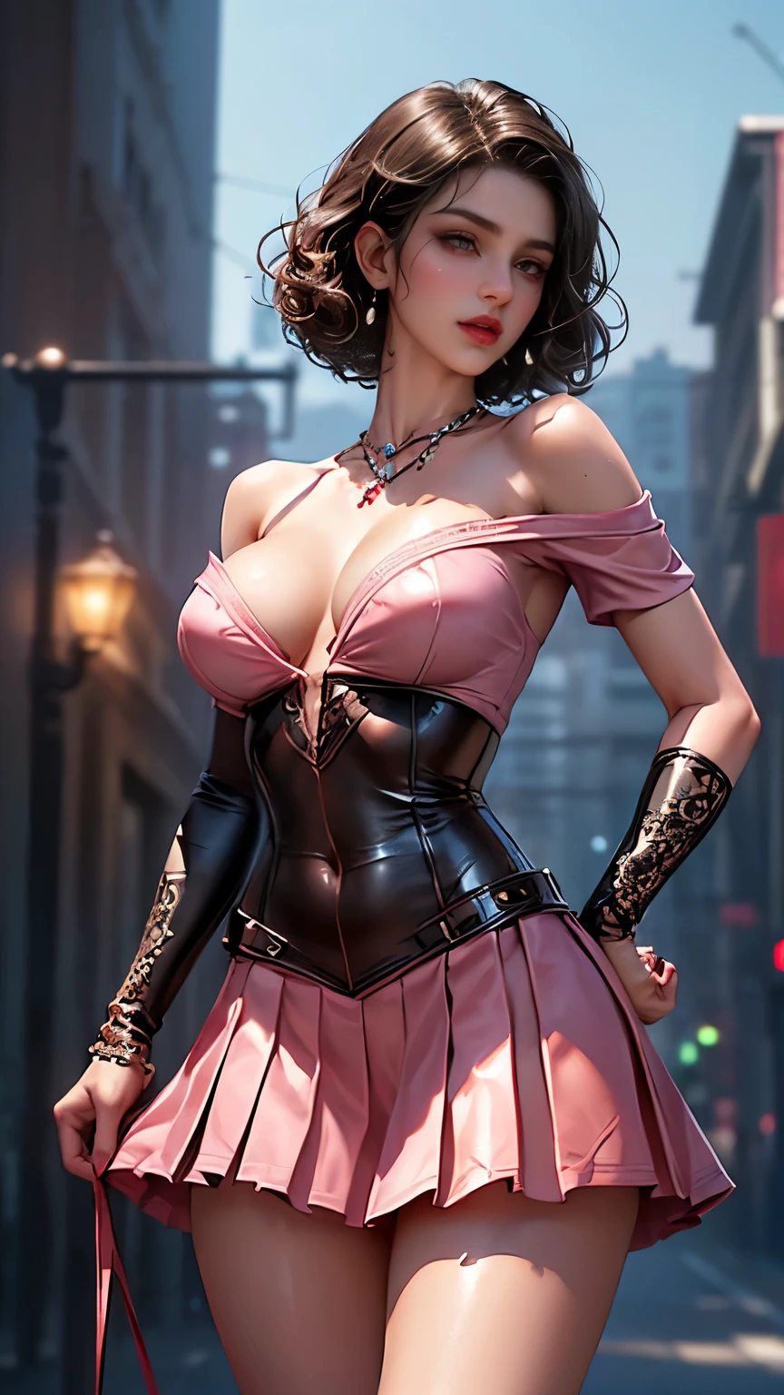 Paris、Moulin Rouge、Elegant black and purple queen's dress and high-neck lace blouse、French woman、White、Silver Hair、blue eyes、Wavy hair、Smile