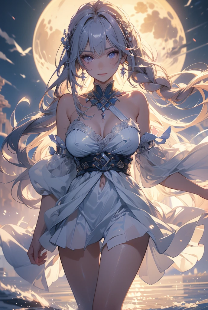 ((masterpiece)), ((Best quality)), (high resolution), (illustration), (an extremely delicate and beautiful), (ultra detailed beautiful face and eyes), nsfw,   1girl, leaning forward,  YukineChris, long hair, purple eyes, twintails, low twintails, ahoge, large breasts,volumetric lightning, moon night,knight_armor
detailed skin texture, detailed, volumetric shadow, anime screencap,Highest quality, Sorceress, ancient babylonian nobility, ((tan skin:1.2)), (brown skin color),Long hair, twin braids, hair ornament, wine colored hair, smile, Below average size breasts, bare shoulders, Leg spread、Groin、Yukine Chris、Wet condition
nude、Wet_shirt,Wet _underwear、tear_underwear
8K, masterpiece, Best_quality, high_resolution, ultra_details, detailed, 1girl, 独奏, looking_at_viewer, upper_body, braid, bangs, white_hair, hair_ribbon, hair_between_eyes, blue shorts、style(open_reg,hip_up)

sidelocks,depth_of_field,french_braid, sharp focus, perfect hands, perfect face, perfect eyes, perfect light, dynamic light, natural light, Masterpiece, Best quality, Cang、green、moon、