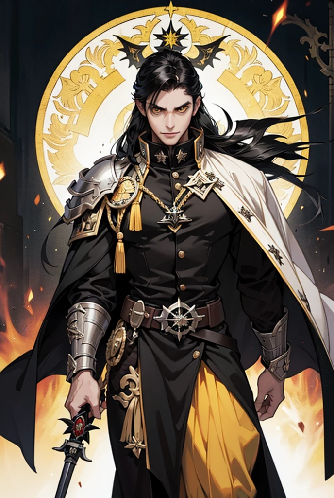 man, mature male, inquisition (warhammer), Inquisitor, black hair, yellow eyes, Warhammer, long hair, cinsdia, warhammer