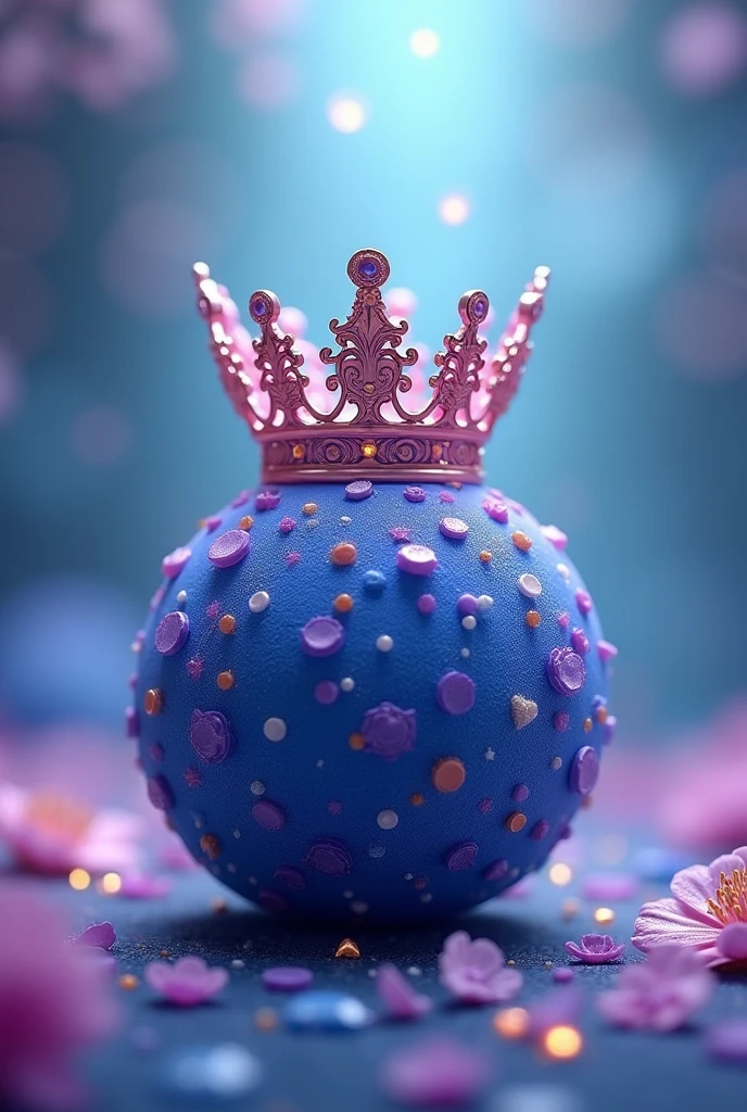 Purple heart with pretty decorations and a queen's crown logo
