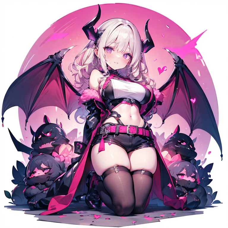 1girl in, Solo, cute girl, Pink hair, Long hair, Bikini、Succubus horns、Succubus Wings、Succubus tail、Sheer clothing、(panty shot:1.2)、Take grin, evil smile、(Granblue Fantasy:1.2)、(nsfw:0.9)、best quality、