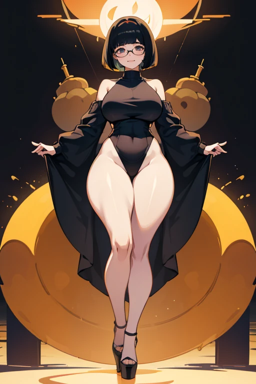 (masterpiece), best quality, expressive eyes, perfect face, (demon girl), tall girl, female muscular:1.5, big horns, big breast:1, curvy:1.3, tiara, short hair, naked, nude, barefeet, (evil smile), ((blank background)), (full body framing), (thick thighs:1.6), (long legs:1.5), amazon body, tattoo, (from behind), 