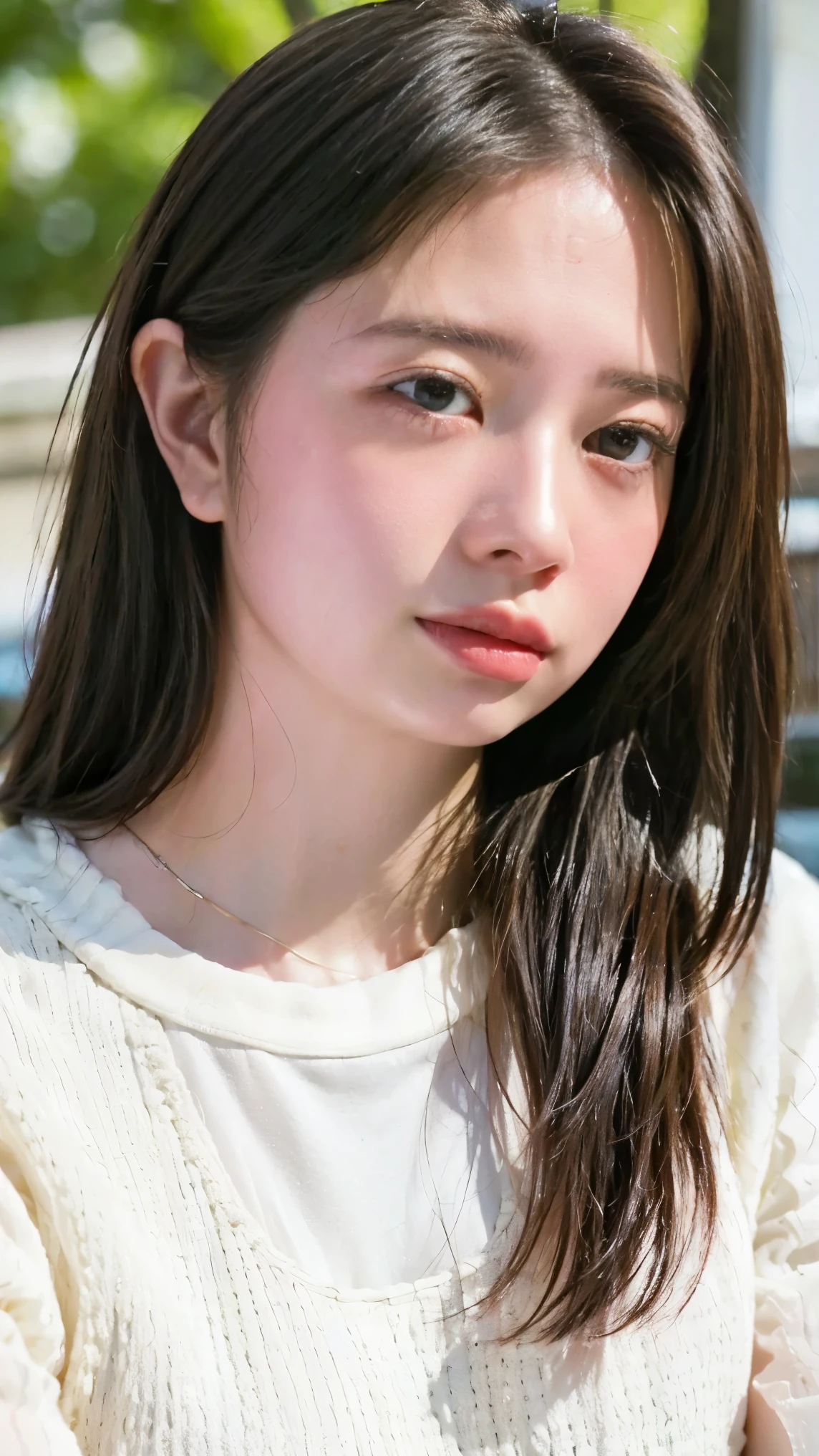 Cute Japanese Women Photos, smile:1.78, 20-year-old, Oil, One Length Hair＆Straight Hair Balm:1.55, (photo Realistic:1.4), (hyper Realistic:1.4), (Realistic:1.3), (Smoother lighting:1.05), (Improving the quality of cinema lighting:0.9), 32K, 1 person,20-year-oldの, Realistic lighting, Backlight, The light shines on your face, Ray Tracing, (Bright light:1.2), (Improvement of quality:1.4), (Highest quality Realistic textured skin:1.4), fine grain, Detailed face,(smile:0), (Emphasis on face close-up:1.3), (Enhances the beauty of skin texture:1.1),((Extremely precise and accurate anatomy:1.0)), (Enhances the beauty of skin texture:1.1), Clean and glowing skin, mesh, thin:1.2, (Realistic:1.3), Realisticなライティング, (Smoother lighting:1.05), 32K, One Japanese woman, fine grain, Detailed face, (Film Grain:1.1),(Accentuates body lines:1.1), High resolution, Natural look, Kind eyes, Improves hair quality, Delicate light and shadow, Transparent muscles, Graceful pose, Beautiful Eyes, Sharp details, Soft light reflection, Beautiful contours, Delicate skin tone, Fine hair texture,Cute Japanese Women Photos,