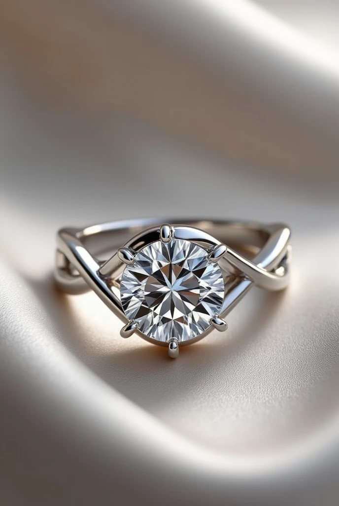 A solitaire ring for women in silver with an infinity-embellished band and a star-shaped center stone