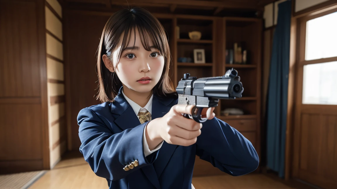 Five female bank employees are taken hostage after being attacked by robbers、All of them have their hands tied behind their backs with rope、Are standing、Wearing a bank uniform、Age 25、美people、Well-formed face、Medium build、, light brown hair, straight hair, swept bangs, Surrealism, cinematic lighting, tachi-e, Nikon, Wide-Angle, uhd, anatomically correct, textured skin, best quality, highres, 8K, anatomically correct