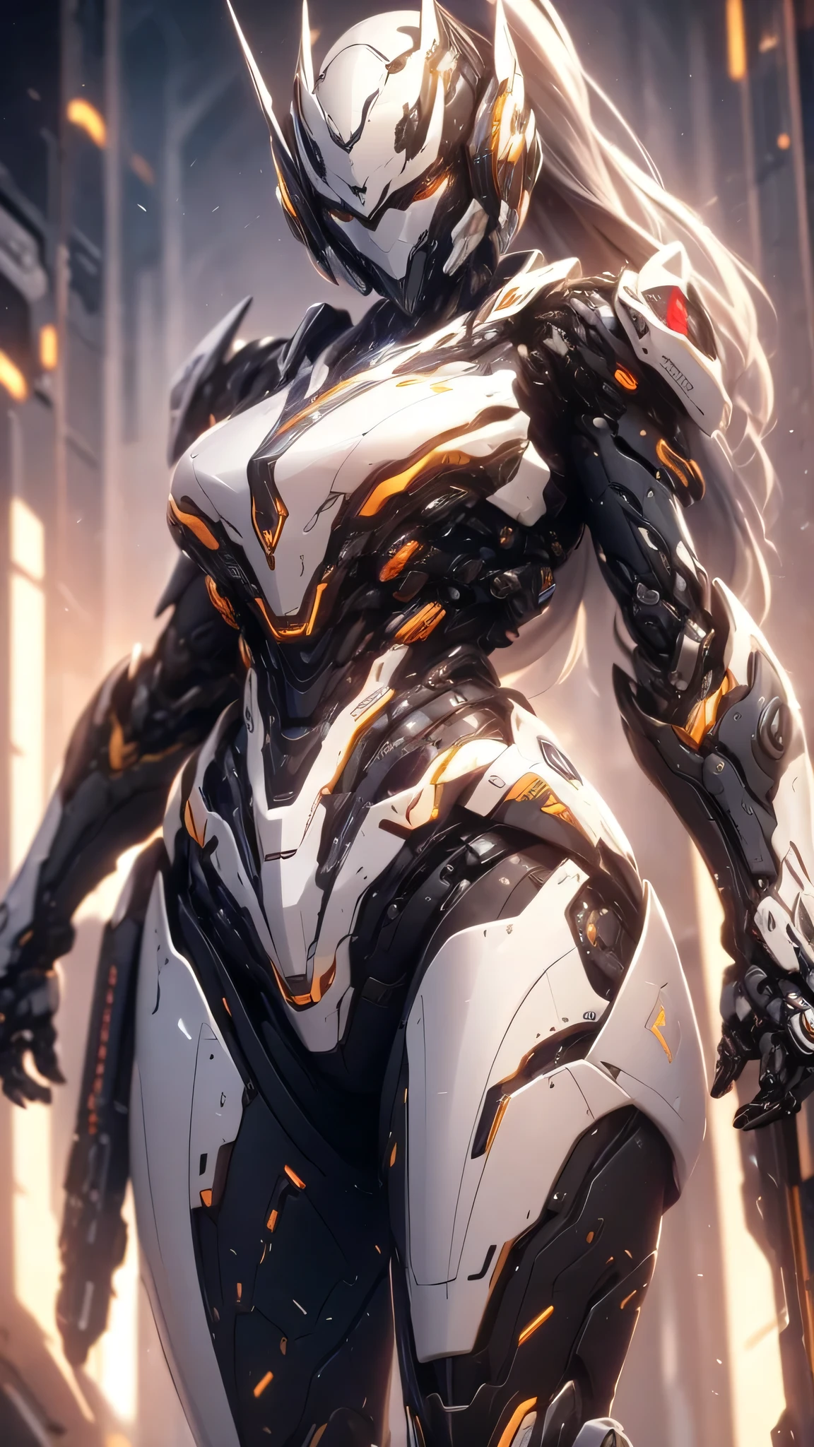 medium shot,navy space suit in dark colors that has the ribs of a living being with glowing veins across the surface. The eva on its back a mixture of carapace, technology, and electronics,