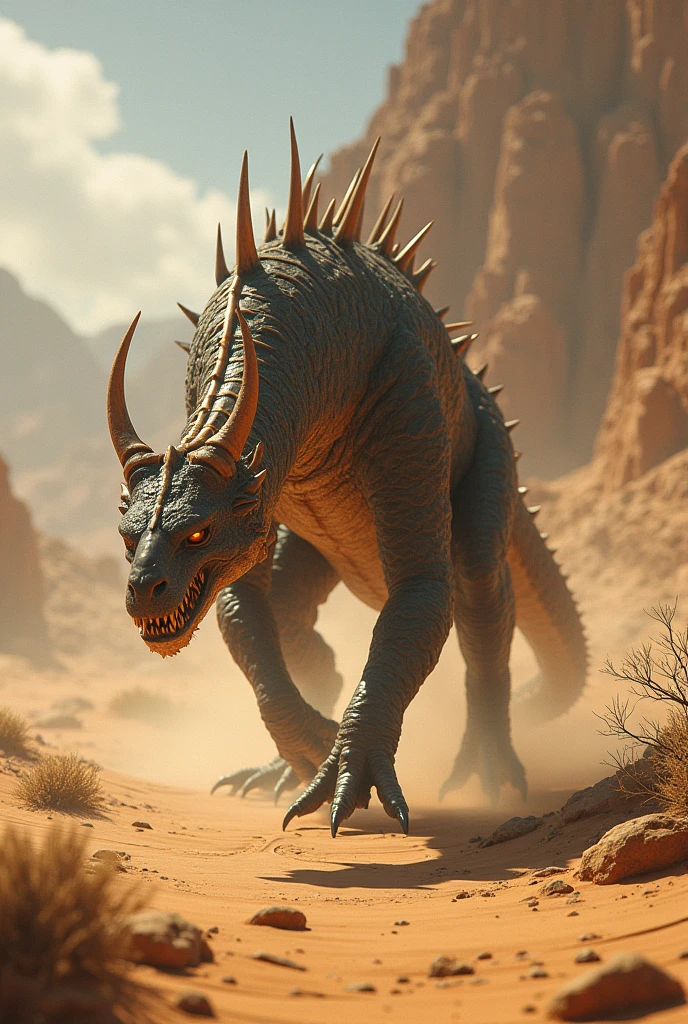 You've uploaded an image showing what appears to be a spiked, dragon-like hybrid creature in a desert setting. It seems to be a popular image based on the 8.4M views displayed.