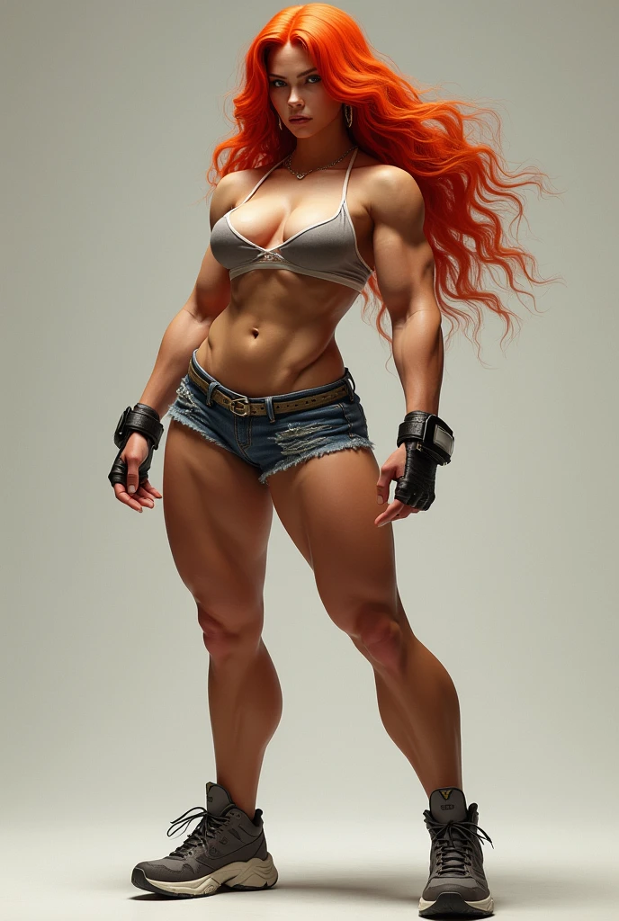Erza beim Karate, Black belt karate gi, Barefoot, muscular physique, Erza macht Bodybuilding, sie ist eine 20 Jahre alte junge Frau Huge muscular biceps, Breite, muscular shoulders, Bauchmuskeln, Abs, Her big muscles rip through her karate gi, Full body image, Meisterwerk, Highest details