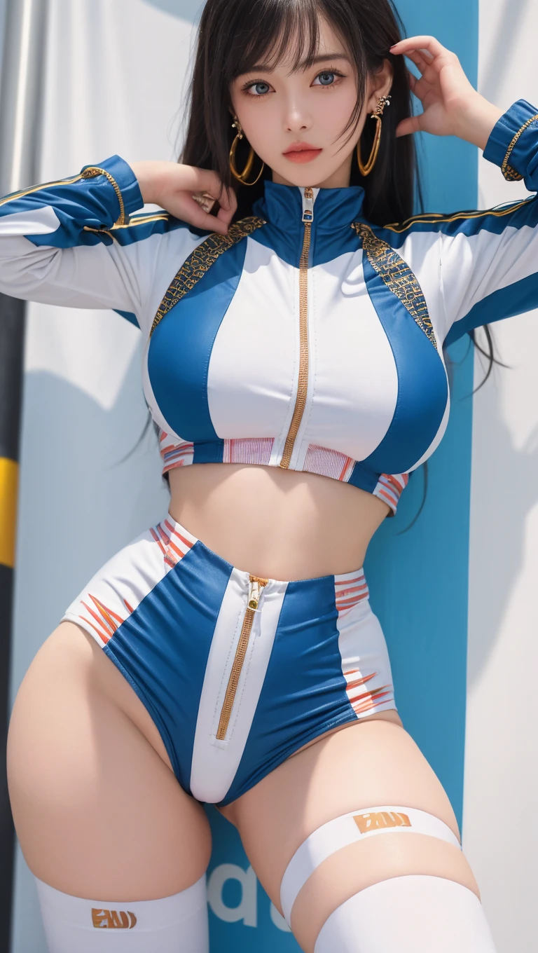 nsfw, bondage costume blue, sexy white girl, Trampoline park