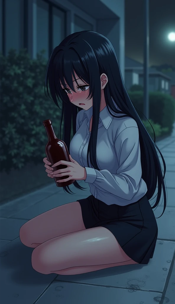 masterpiece, best quality, perfect face, perfect pussy, cute face, nsfw, sleeping, (spread pussy), excessive pussy juice, excessive cum on body, excessive cum on face, lie on concrete, night, dark alley, sleeping, shoes taken off, pantie taken off, clothes taken off, wear jacket, open mouth, out tongue, sweat, liquor bottles, liquor cans, barefeet, school uniform, blush