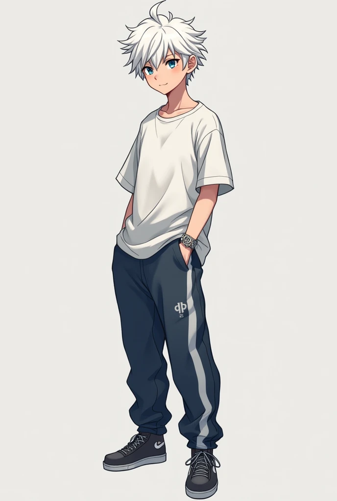 A Chinese boy around 7 years old,Normal body type is slightly thinner,He wears a light blue short-sleeved shirt,Light blue shorts,In a run,His stomach hurts,covering his stomach,Eventually, even urinary incontinence,Urine soaked the shorts,Run down your legs to the ground。