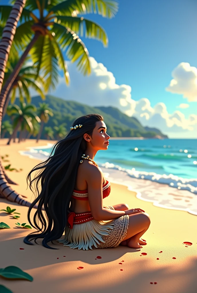 Traditional island girl on the beach
