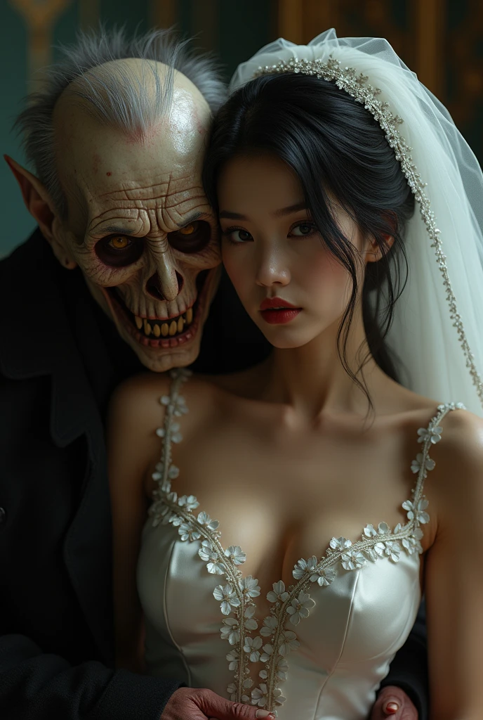 a picture of a extremely (beautiful bride: 1.5) getting the wedding (cake smashed to her face: 1.5), a beautiful young woman, dynamic hair, elegant make up, (exquisite elegant sexy wearing wedding dress: 1.4), getting the cake (smeared on her face: 1.3), having whipped cream on face, whipped cream on dress, strawberries on dress,  wedding hall background, dynamic angle, soft lightning, dynamic angle, best details, best quality, 16K, [ultra detailed], masterpiece, best quality, (ultra detailed), full body, ultra wide shot, photorealistic, 3D rendering