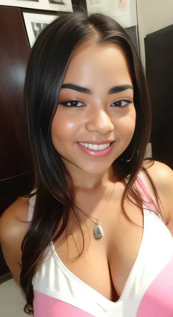 pink blouse, busty