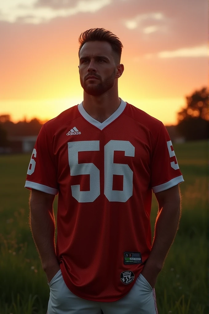 RAW photo, photo of man sc_abe on (american football) field <lora:SC_Abe-07:0.8>, 8k uhd, dslr, soft lighting, high quality, film grain, Fujifilm XT3